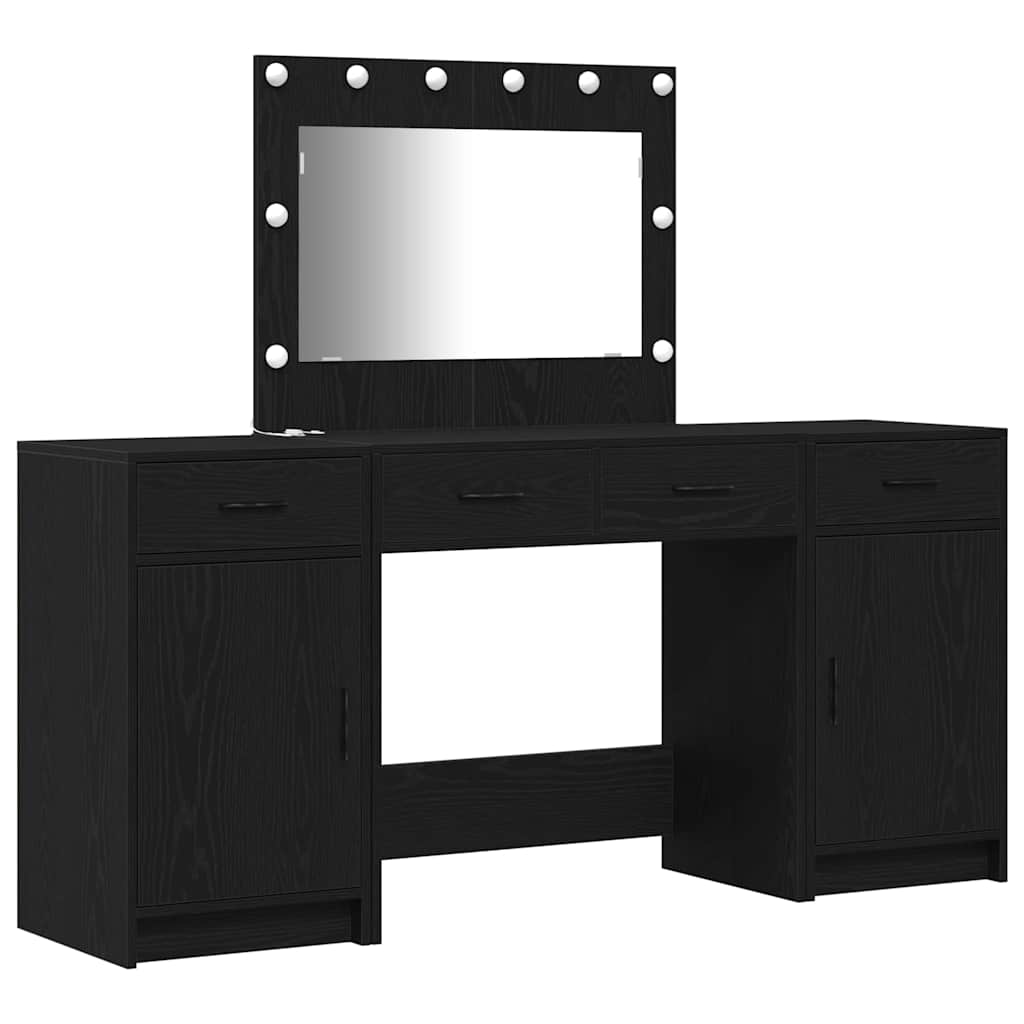 Kaptafel met lade 3 pcs Zwart 40 x 41 x 75 cm Bewerkt hout