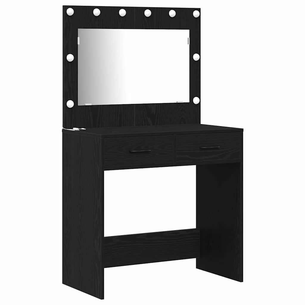 Kaptafel met lade 3 pcs Zwart 40 x 41 x 75 cm Bewerkt hout