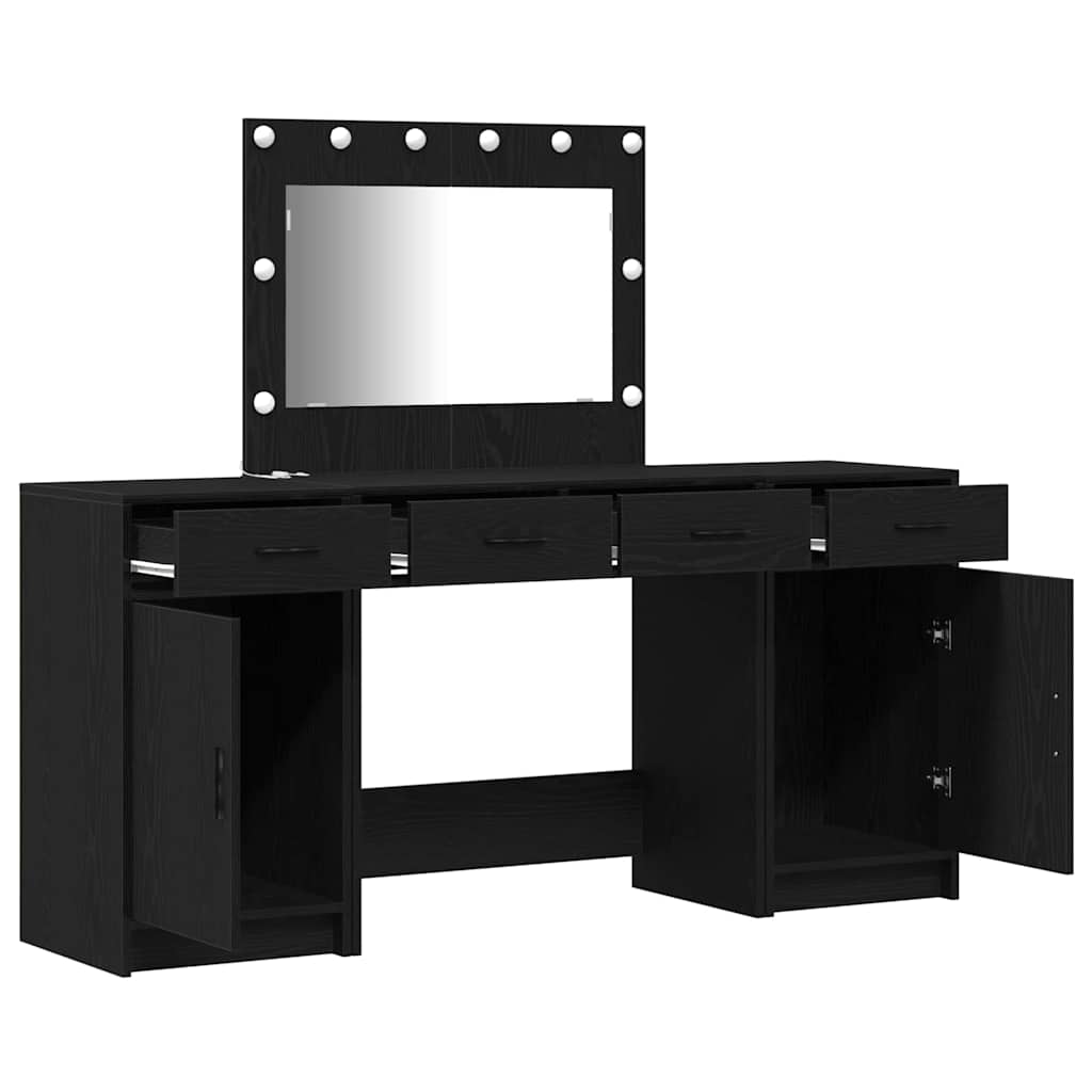 Kaptafel met lade 3 pcs Zwart 40 x 41 x 75 cm Bewerkt hout
