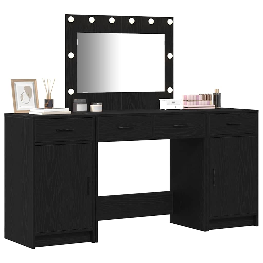 Kaptafel met lade 3 pcs Zwart 40 x 41 x 75 cm Bewerkt hout