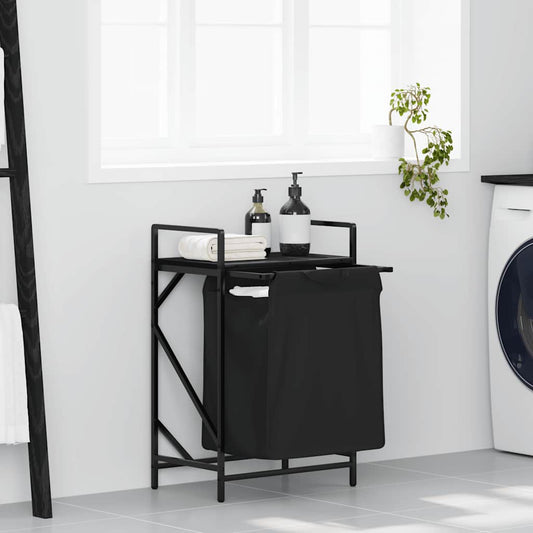 Wasmand 1 vak met plank zwart eikenkleurig