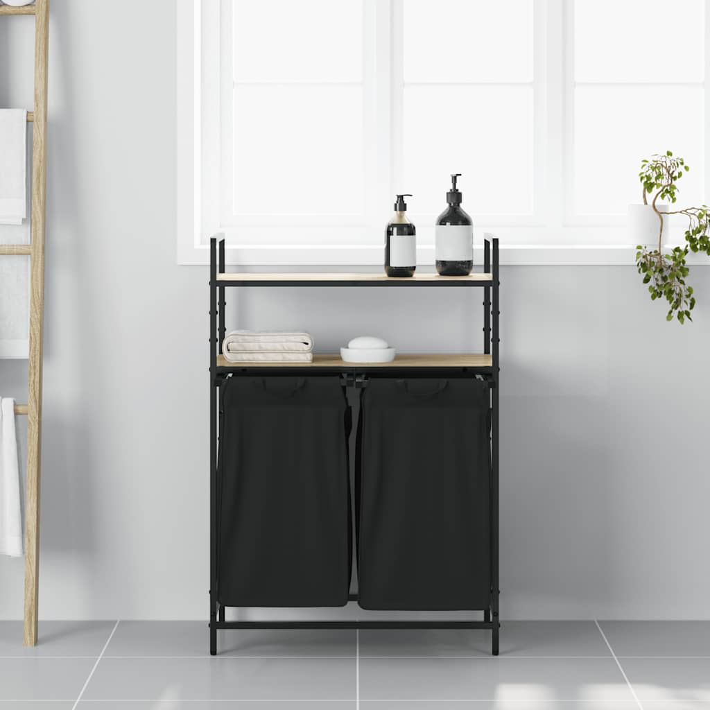 Wasmand 2 vakken met planken sonoma eikenkleurig