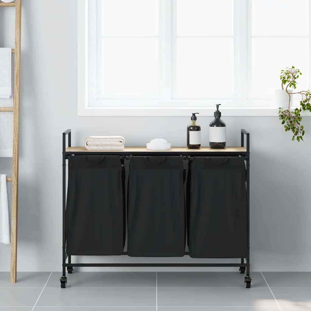 Wasmand 3 vakken met planken sonoma eikenkleurig