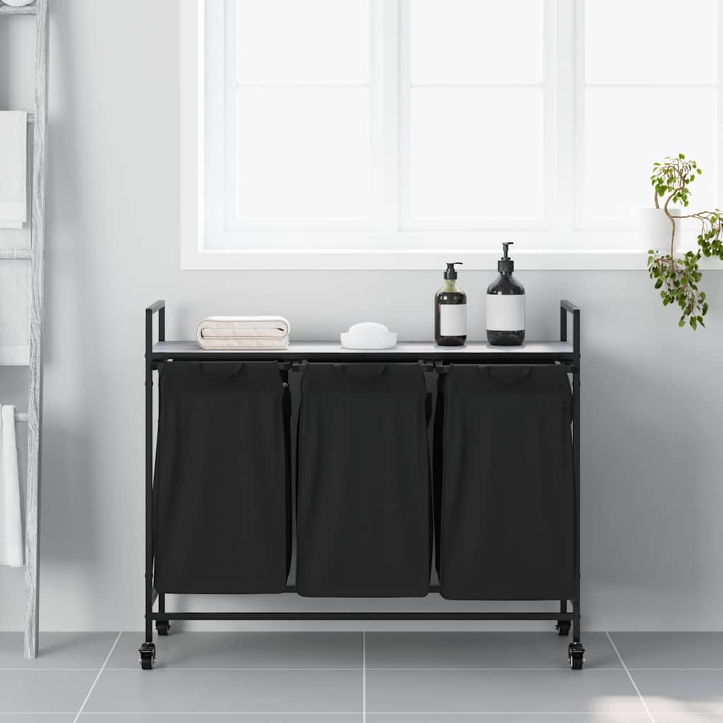 Wasmand 3 vakken met planken grijs sonoma eiken