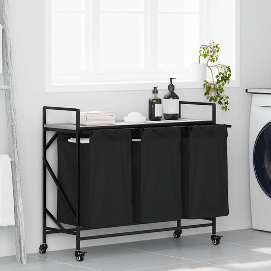 Wasmand 3 vakken met planken grijs sonoma eiken