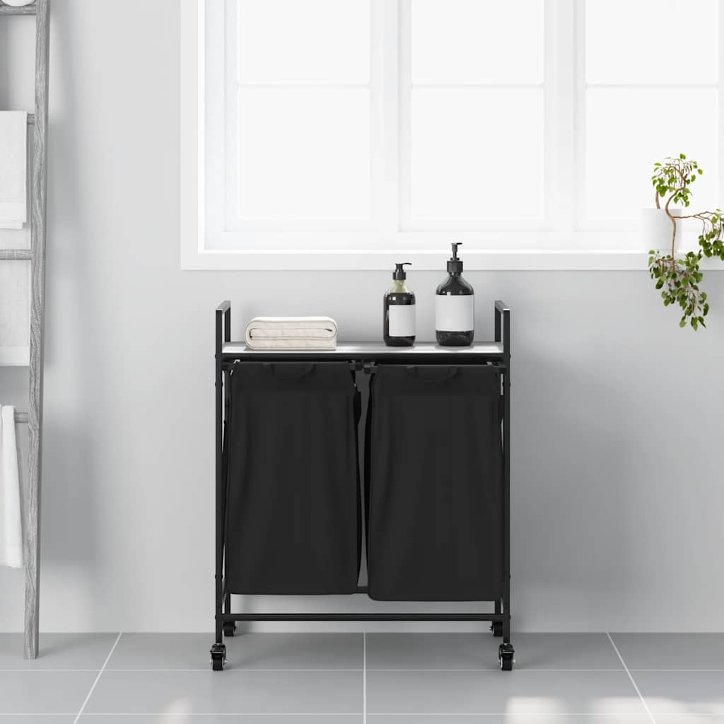 Wasmand 2 vakken met planken grijs sonoma eiken