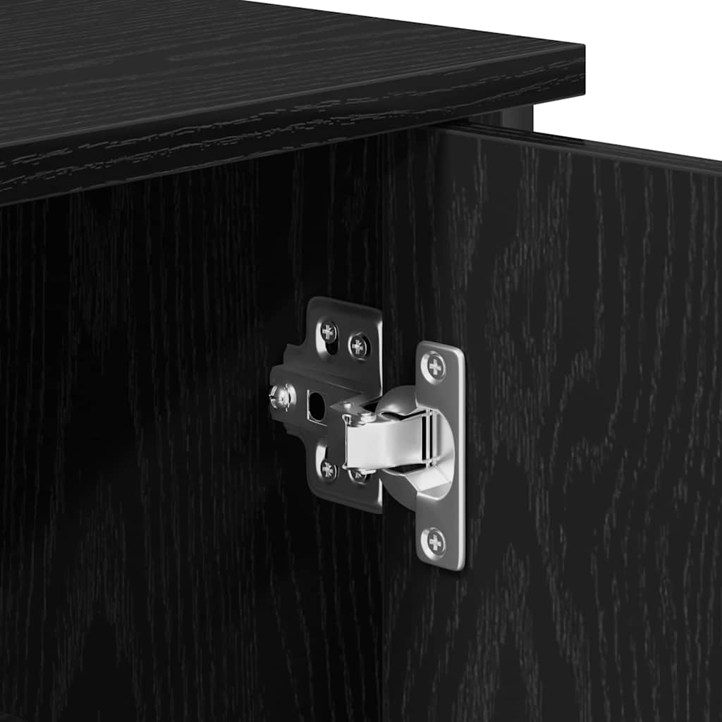 Sideboard Zwart Eiken 100x35x70 cm Hout en Staal