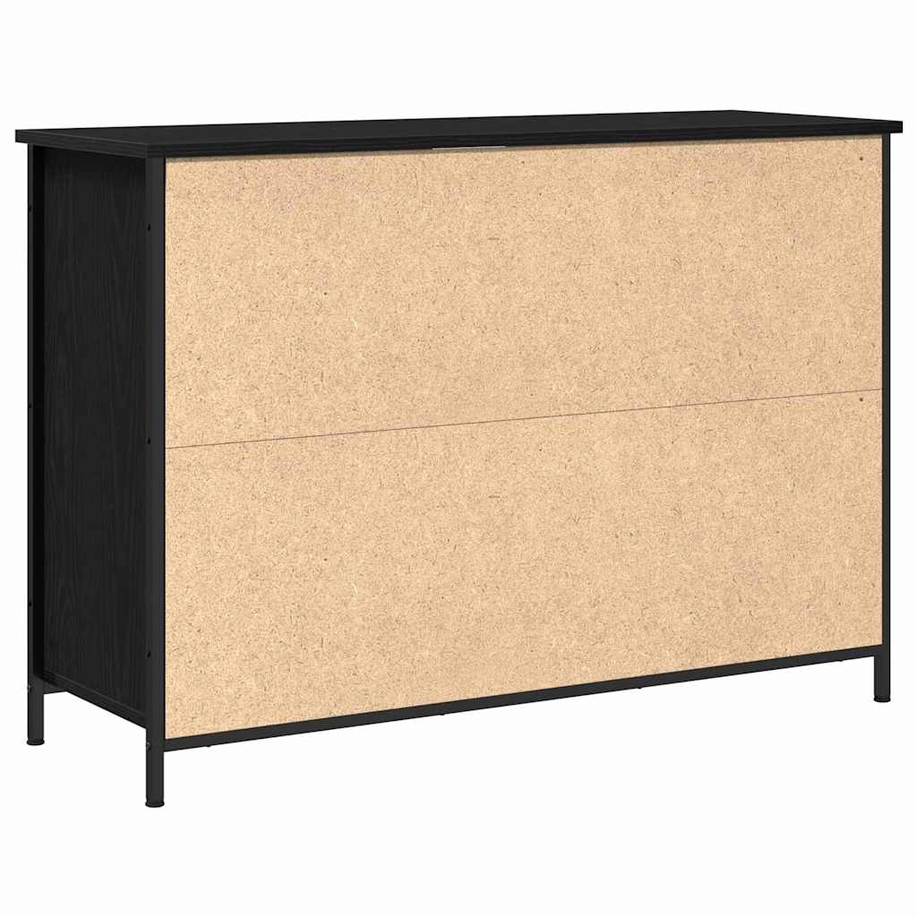 Sideboard Zwart Eiken 100x35x70 cm Hout en Staal