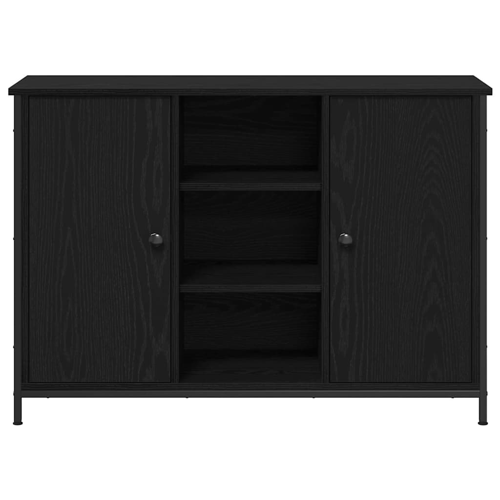 Sideboard Zwart Eiken 100x35x70 cm Hout en Staal