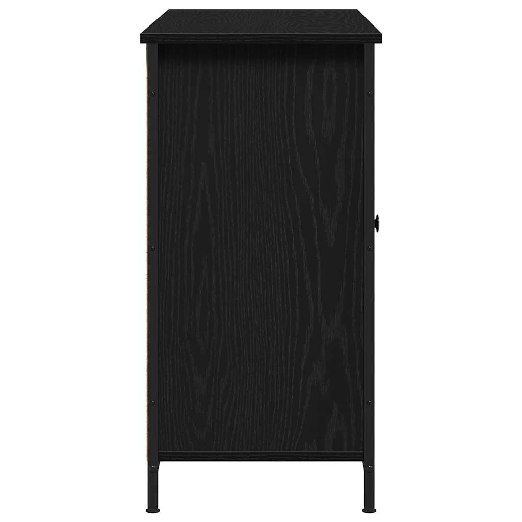 Sideboard Zwart Eiken 100x35x70 cm Hout en Staal