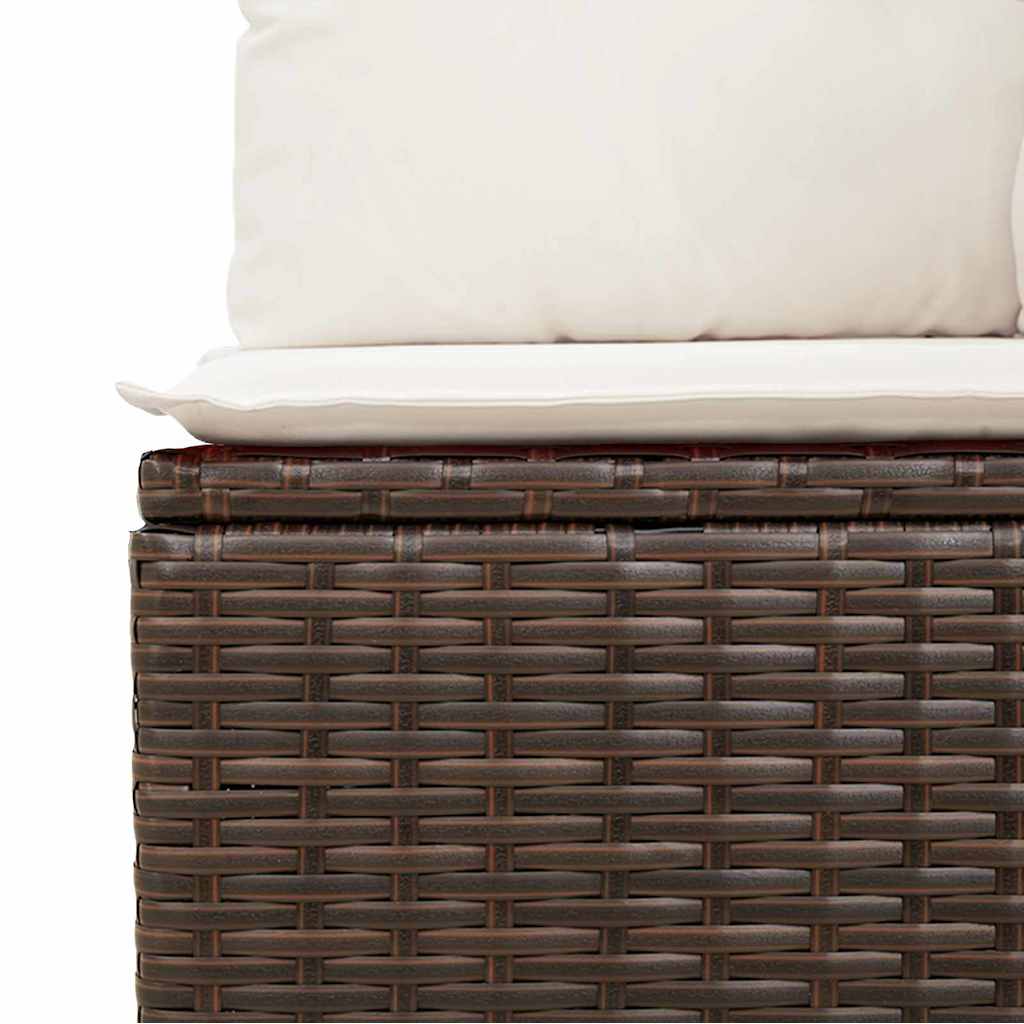 6-delige tuinset met kussens in bruin poly rattan