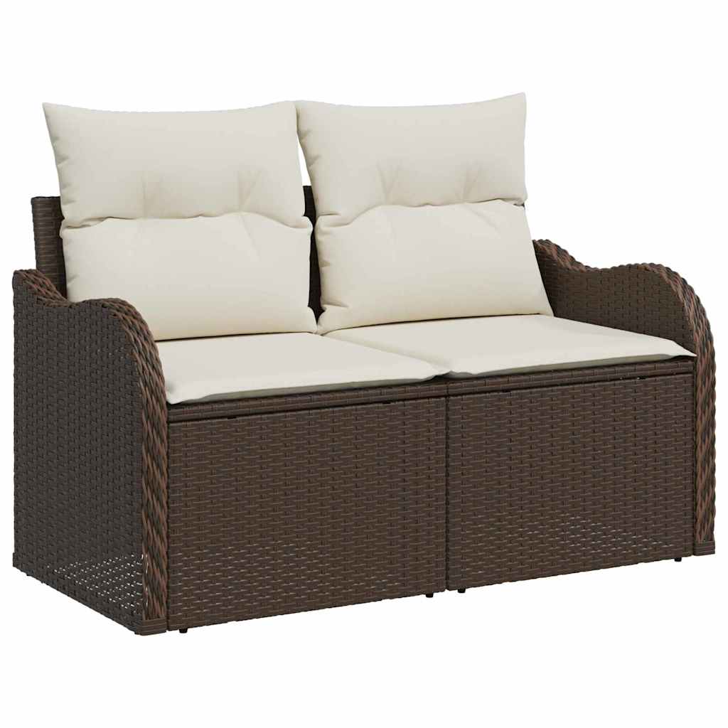 6-delige tuinset met kussens in bruin poly rattan