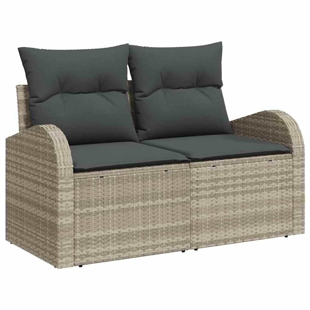 6-delige tuinset met kussens in lichtgrijs poly rattan