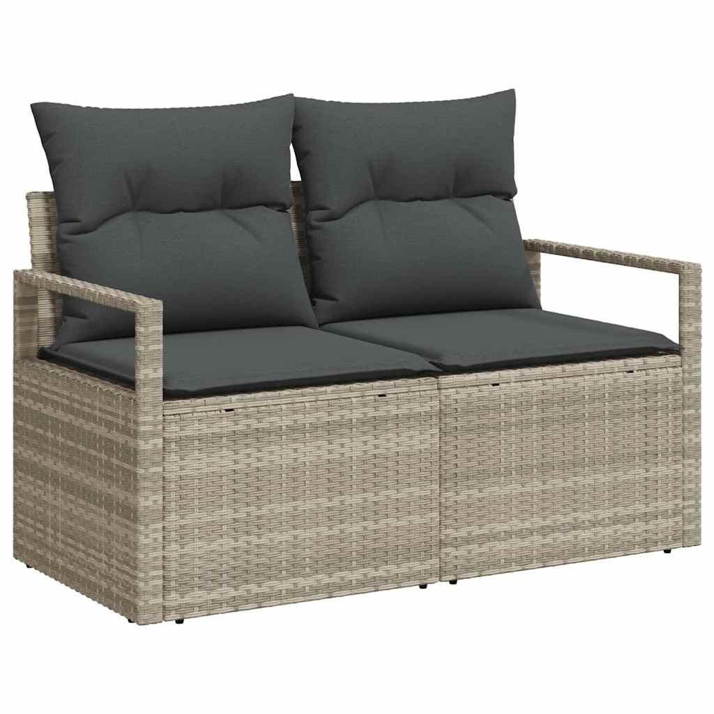 6-delige tuinset met kussens in grijs poly rattan