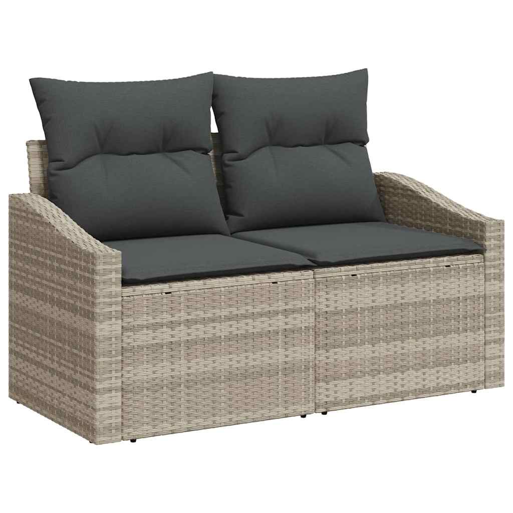6-delige tuinset met kussens in lichtgrijs poly rattan