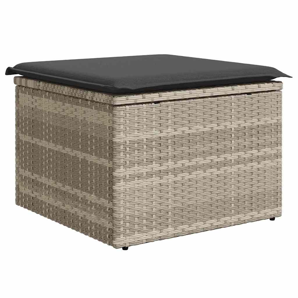 6-delige tuinset met kussens in lichtgrijs poly rattan