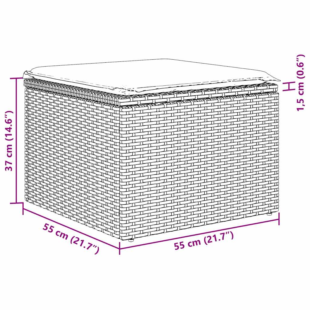 6-delige tuinset met kussens in lichtgrijs poly rattan