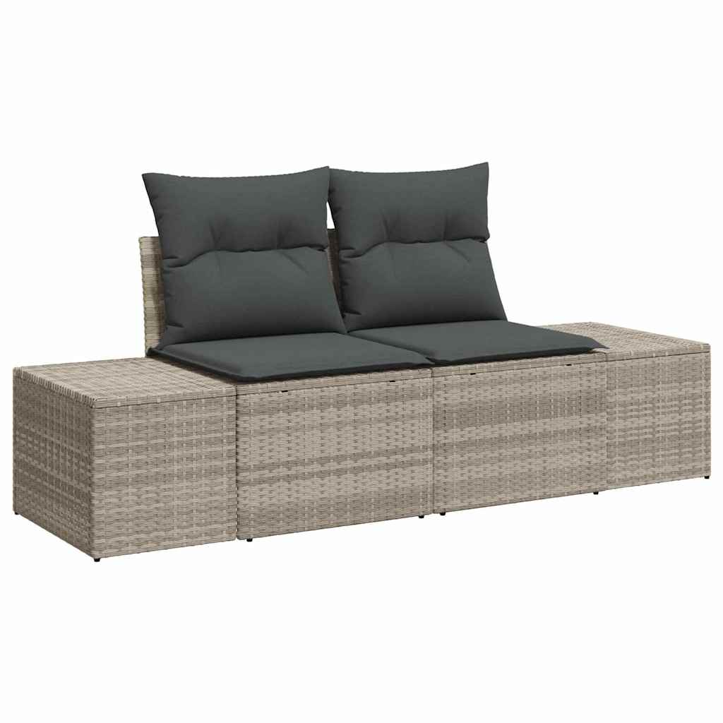 6-delige tuinset met kussens in lichtgrijs poly rattan