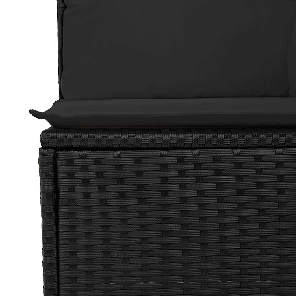 10 Delige Tuin Sofa Set met Kussens Zwart Poly Rattan Acacia