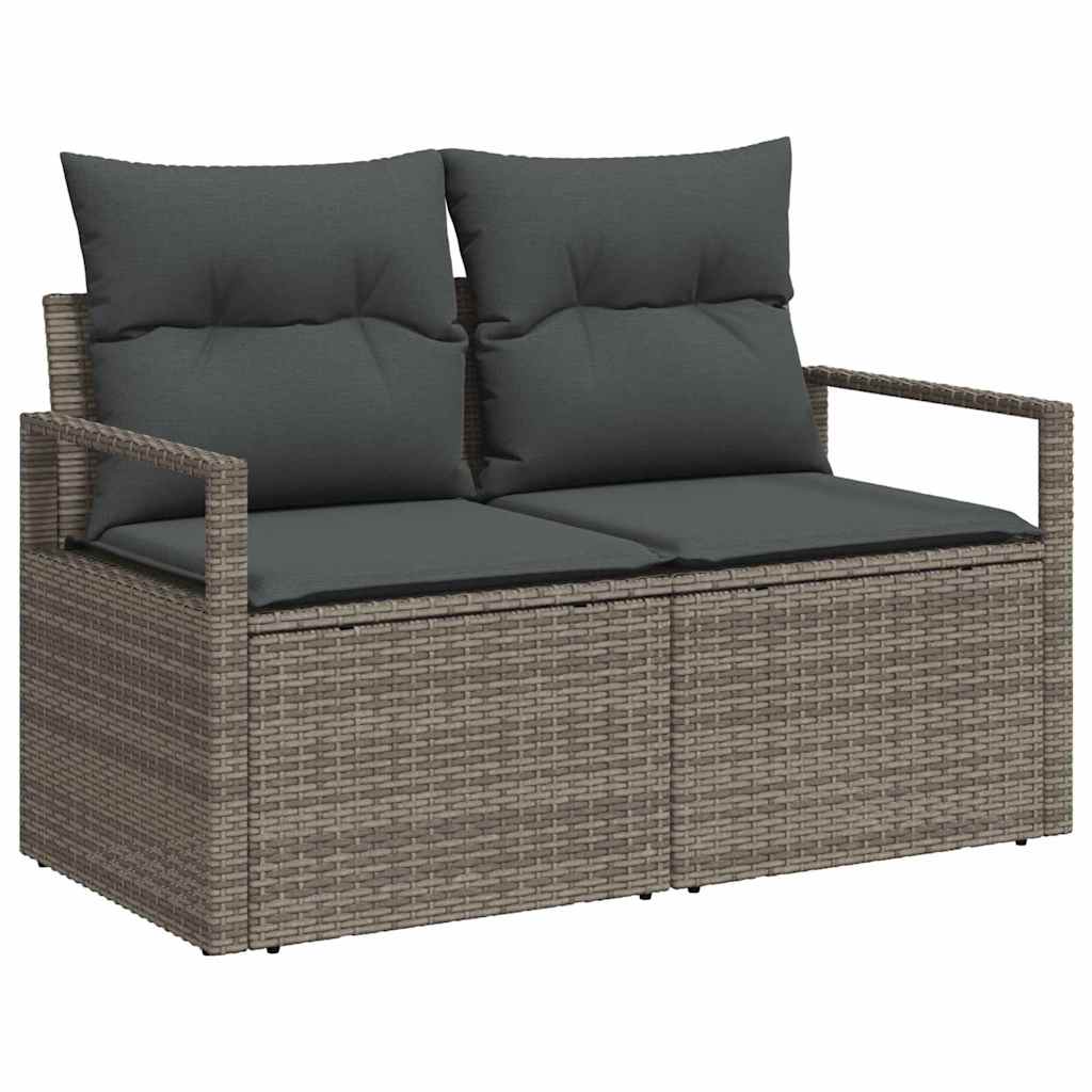 6-delige tuinset met kussens in het grijs van poly rattan