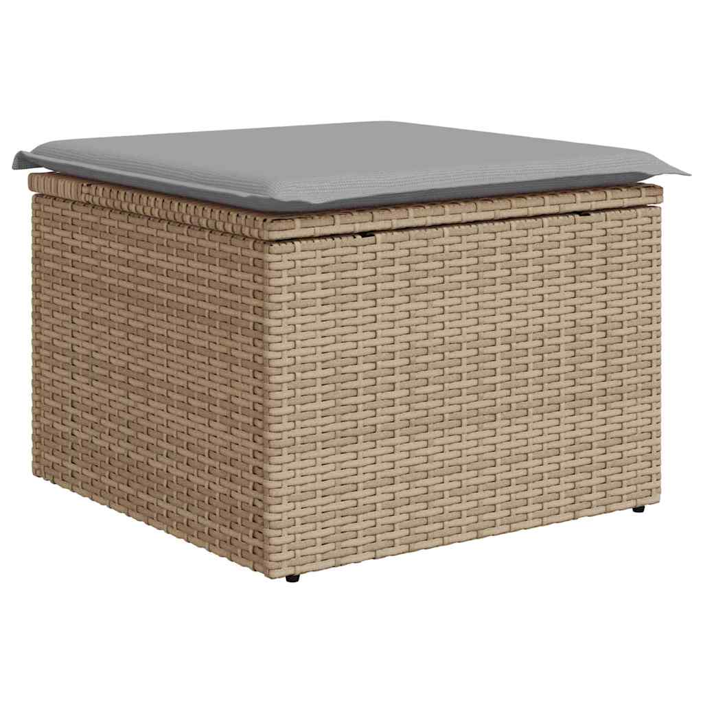 6-delige tuinset met kussens in beige, poly rattan en acacia.