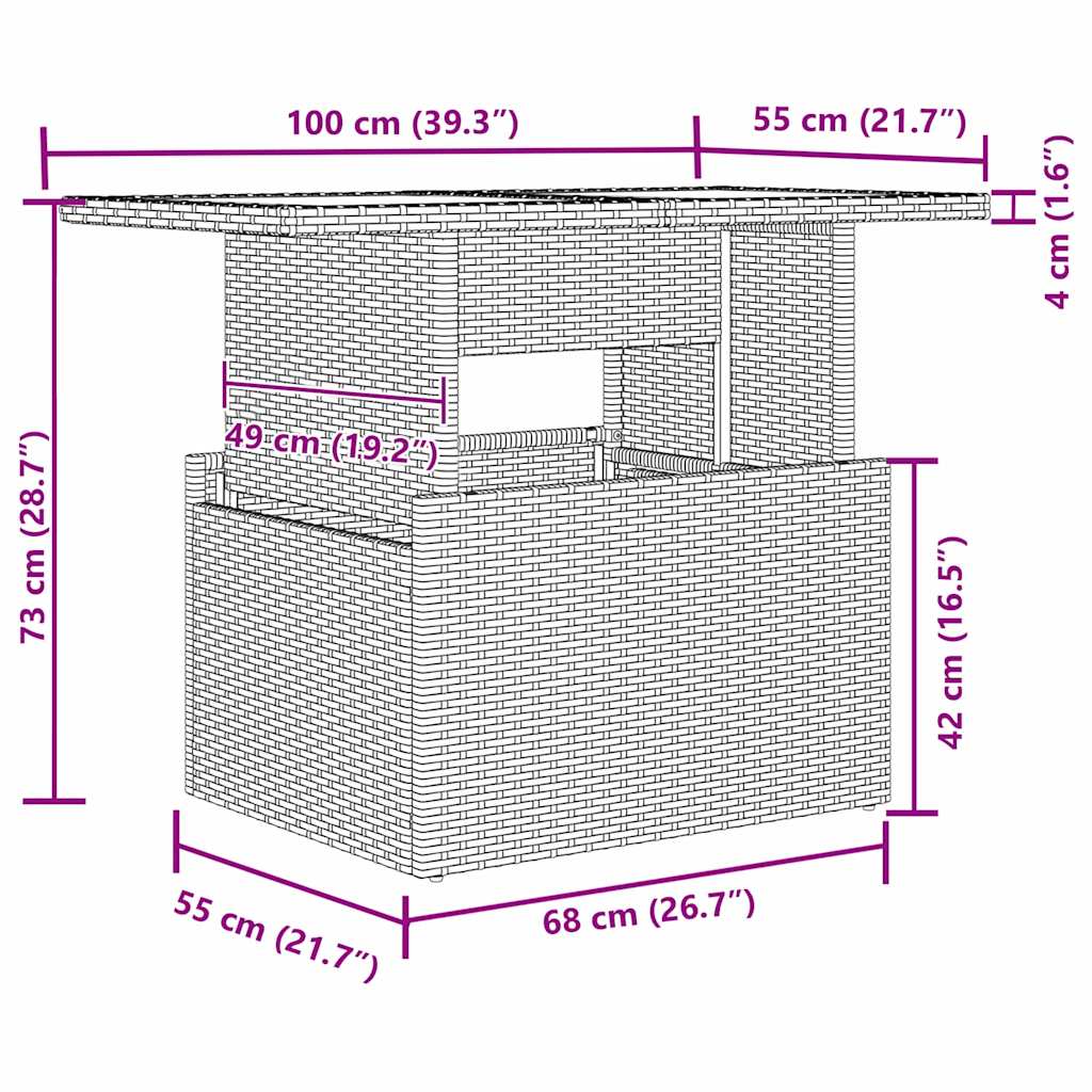 6-delige tuinset met kussens in zwart poly rattan