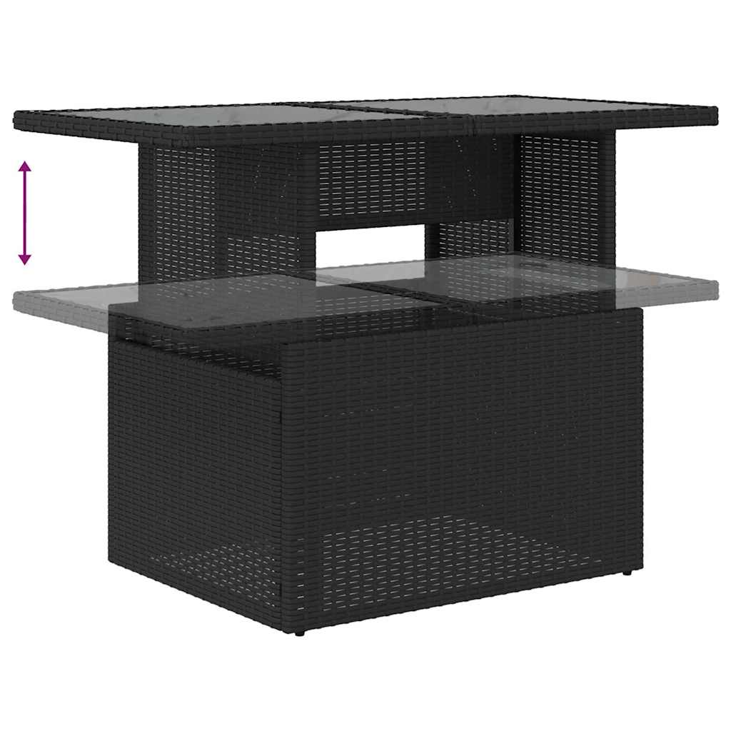 6-delige tuinset met kussens in zwart poly rattan