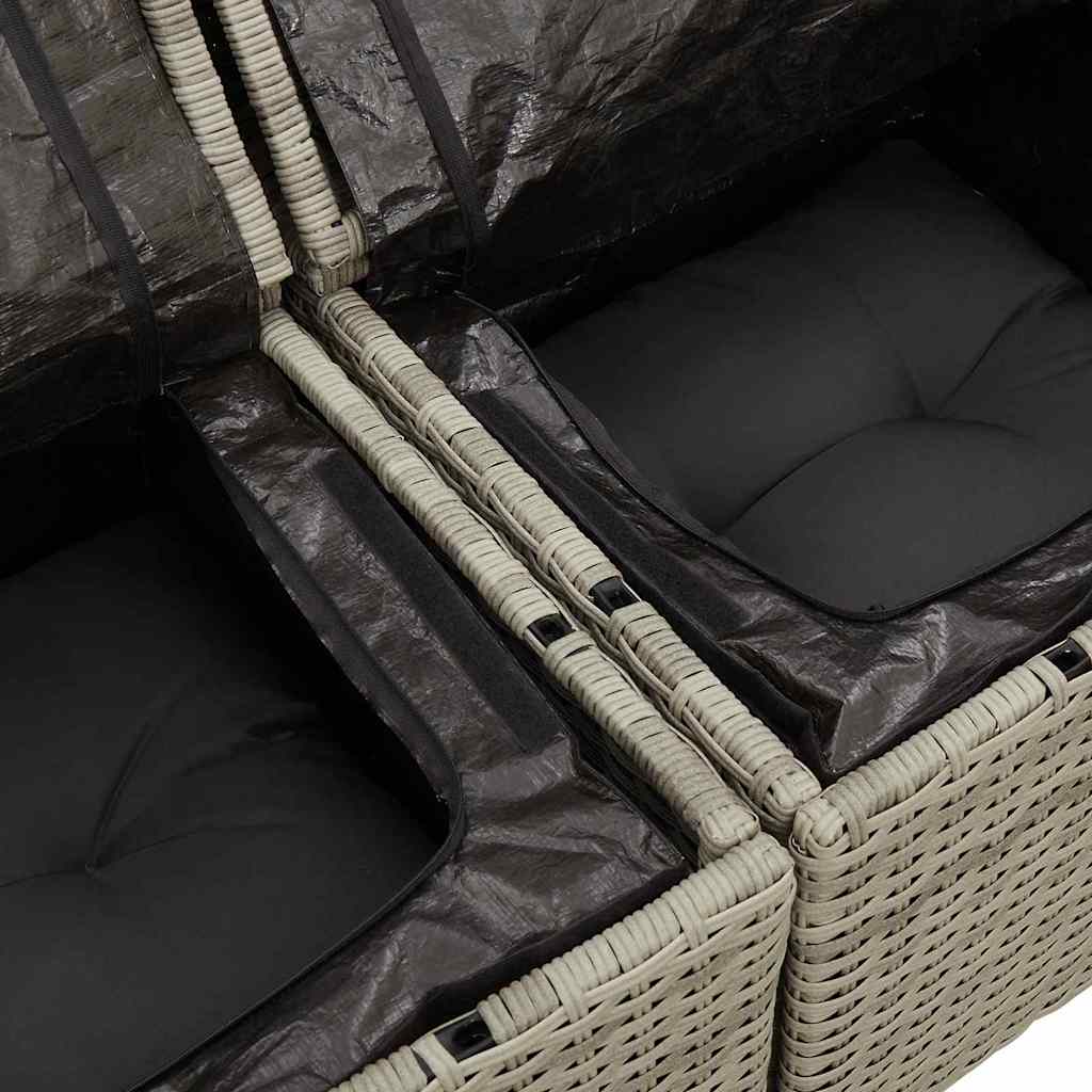 10-delig Tuinbankenset met kussens poly rattan lichtgrijs