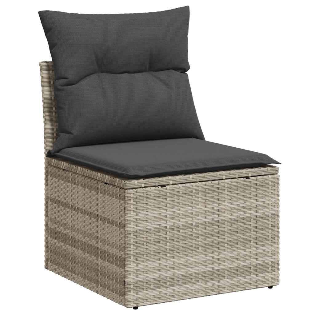 10-delig Tuinbankenset met kussens poly rattan lichtgrijs