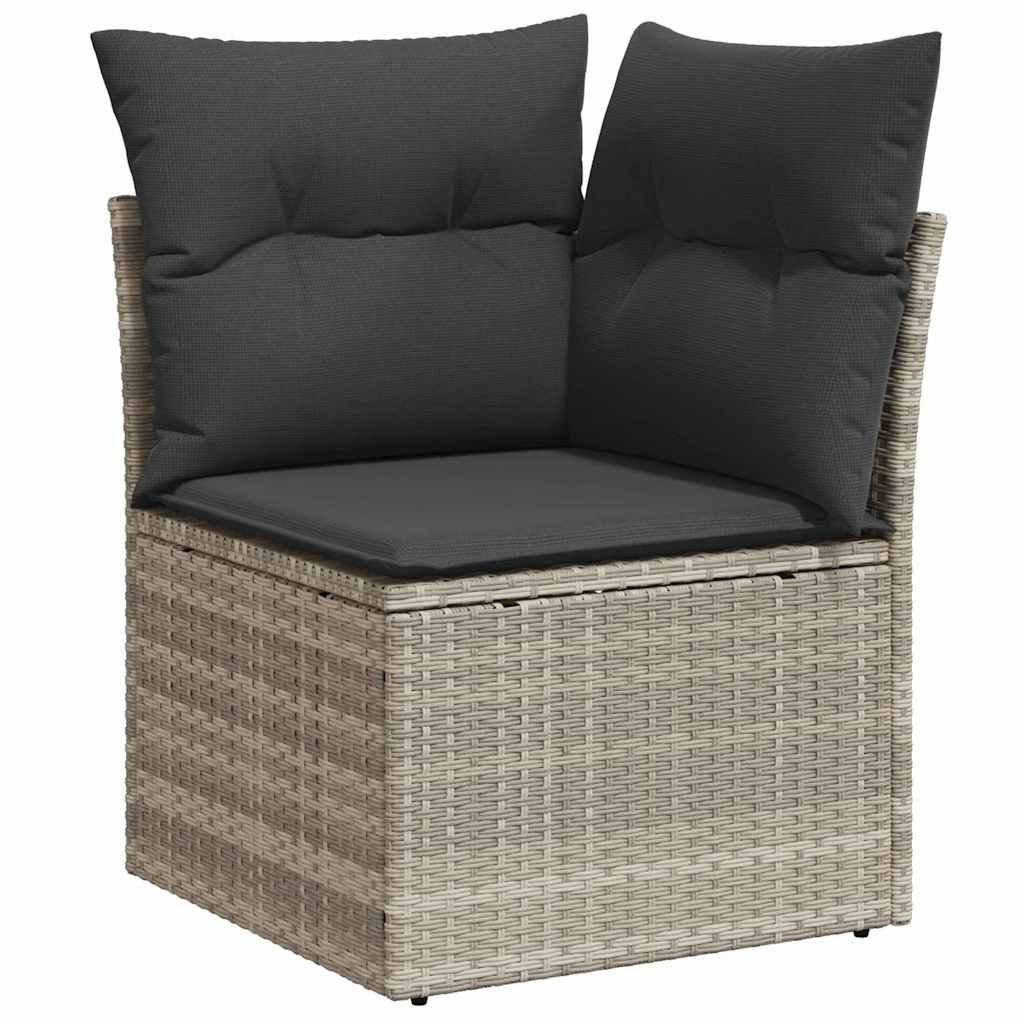 10-delig Tuinbankenset met kussens poly rattan lichtgrijs