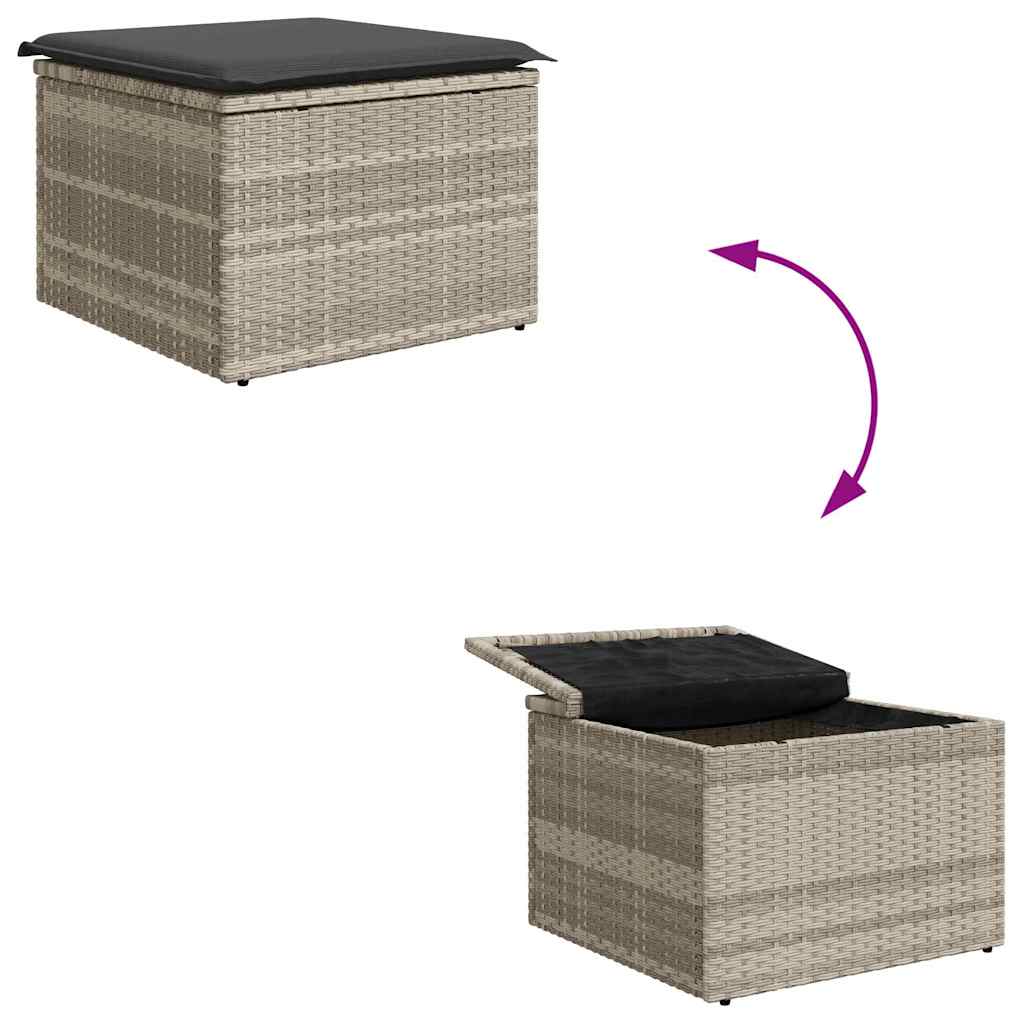6-delige tuinset met kussens in lichtgrijs poly rattan