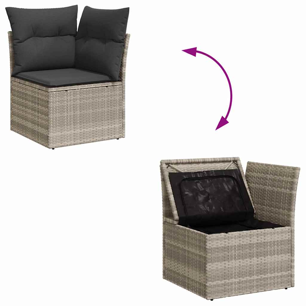 6-delige tuinset met kussens in lichtgrijs poly rattan