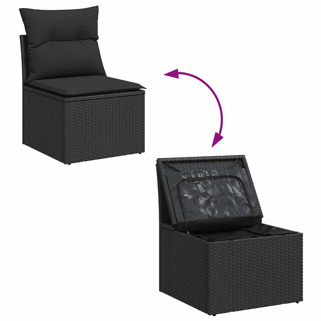 6-delige tuinset met kussens in het beige van poly rattan