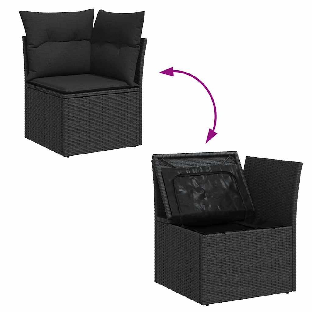 6-delige tuinset met kussens in het beige van poly rattan