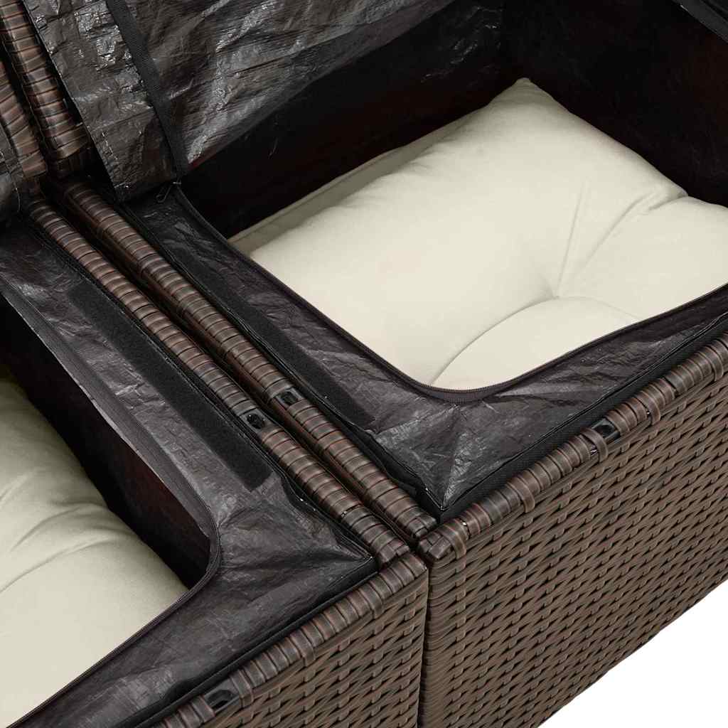 6-delige tuinset met kussens in bruin poly rattan