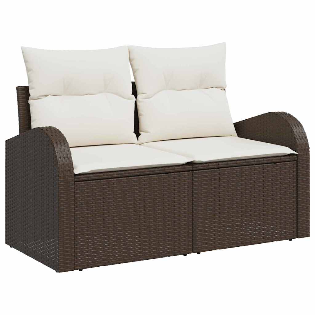 6-delige tuinset met kussens in bruin poly rattan