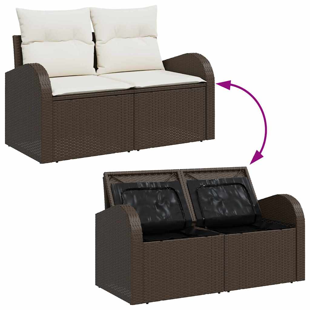 6-delige tuinset met kussens in bruin poly rattan