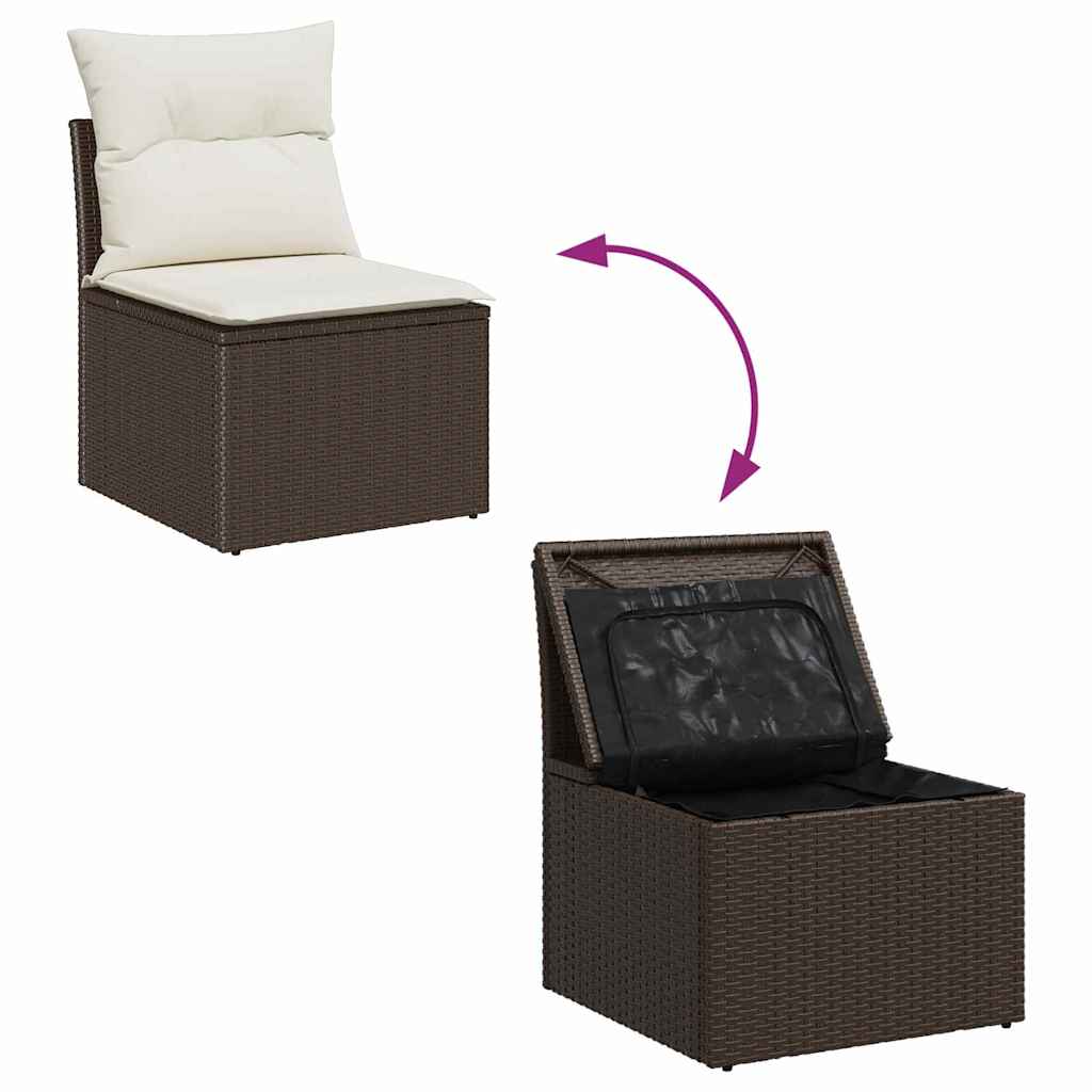 6-delige tuinset met kussens in bruin poly rattan