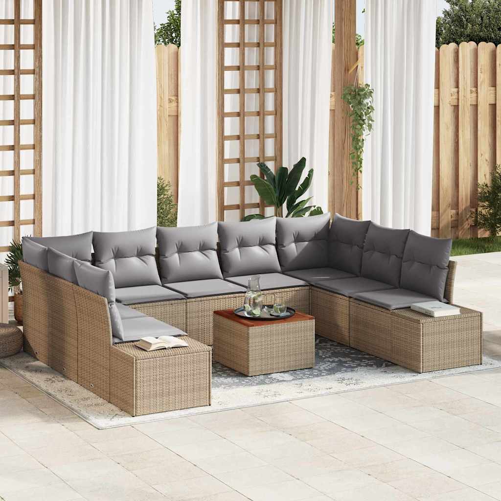 10 Delige Tuin Sofa Set 10 pcs Beige, lichtgrijs