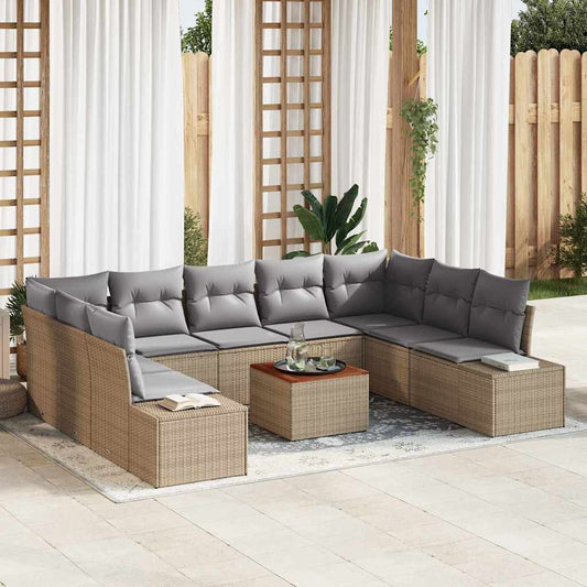 10 Delige Tuin Sofa Set 10 pcs Beige, lichtgrijs