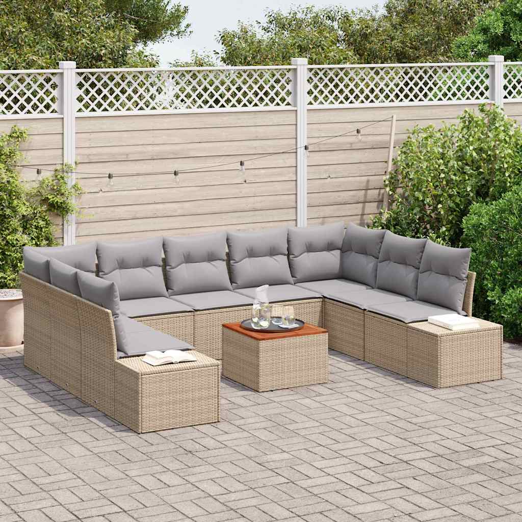 10 Delige Tuin Sofa Set 10 pcs Beige, lichtgrijs
