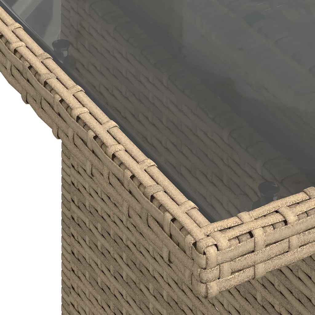 10-delige ligbedset met kussens beige poly rattan