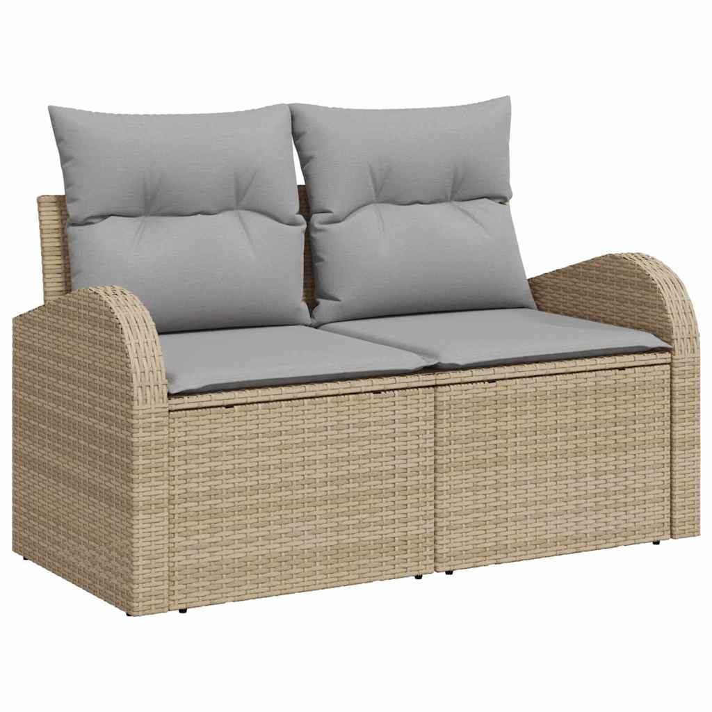 10-delige ligbedset met kussens beige poly rattan