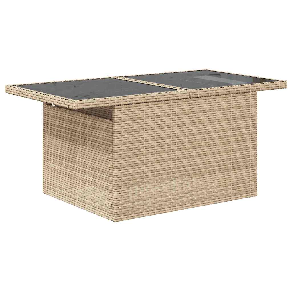 10-delige ligbedset met kussens beige poly rattan