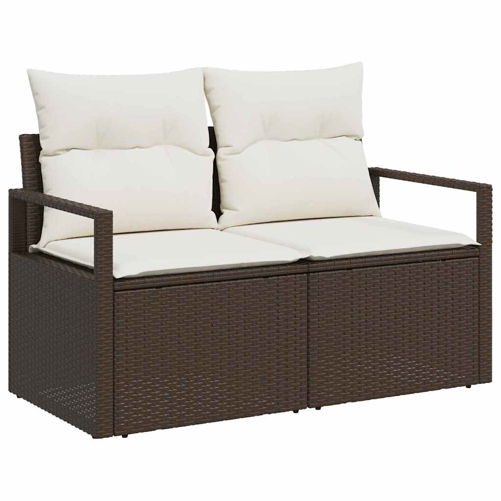 6-delige tuinset met kussens in bruin poly rattan