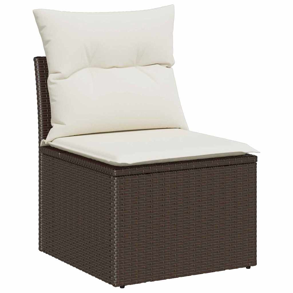 6-delige tuinset met kussens in bruin poly rattan