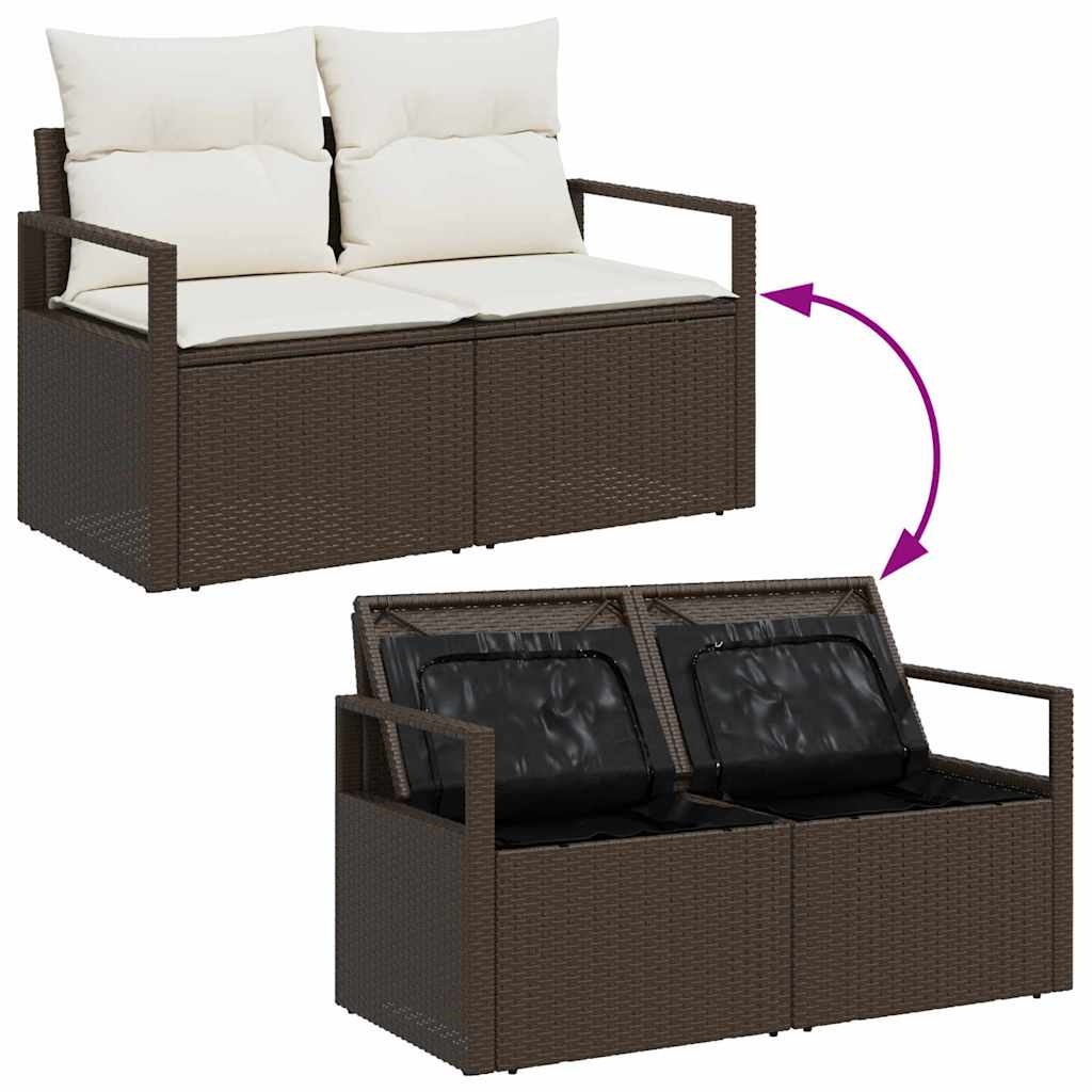 6-delige tuinset met kussens in bruin poly rattan