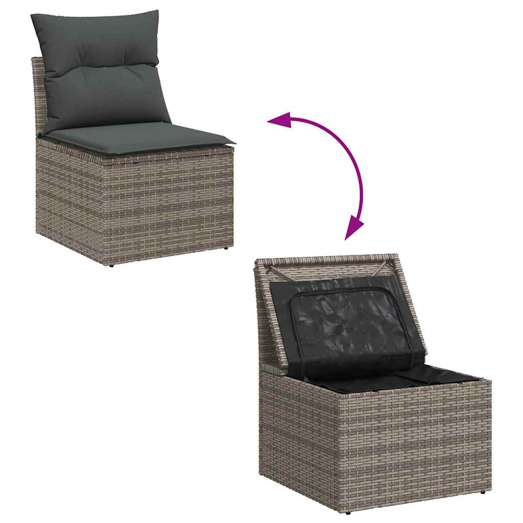 6-delige tuinset met kussens in grijs poly rattan