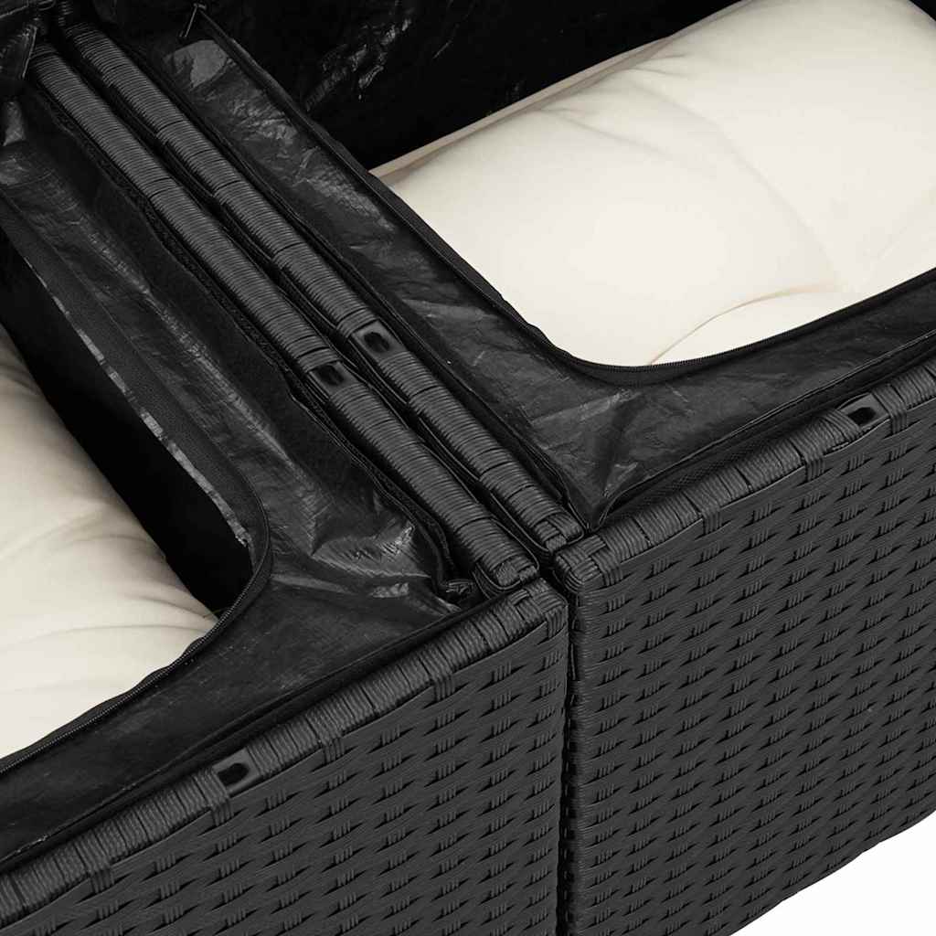 10-delig ligbedset met kussens zwart poly riet