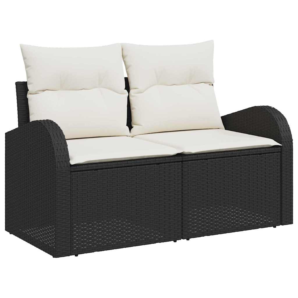 10-delig ligbedset met kussens zwart poly riet